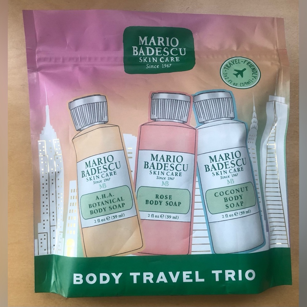 Mario Badescu TSA Friendly Body Travel Trio Coconut, Rose, & AHA Botanical Soap